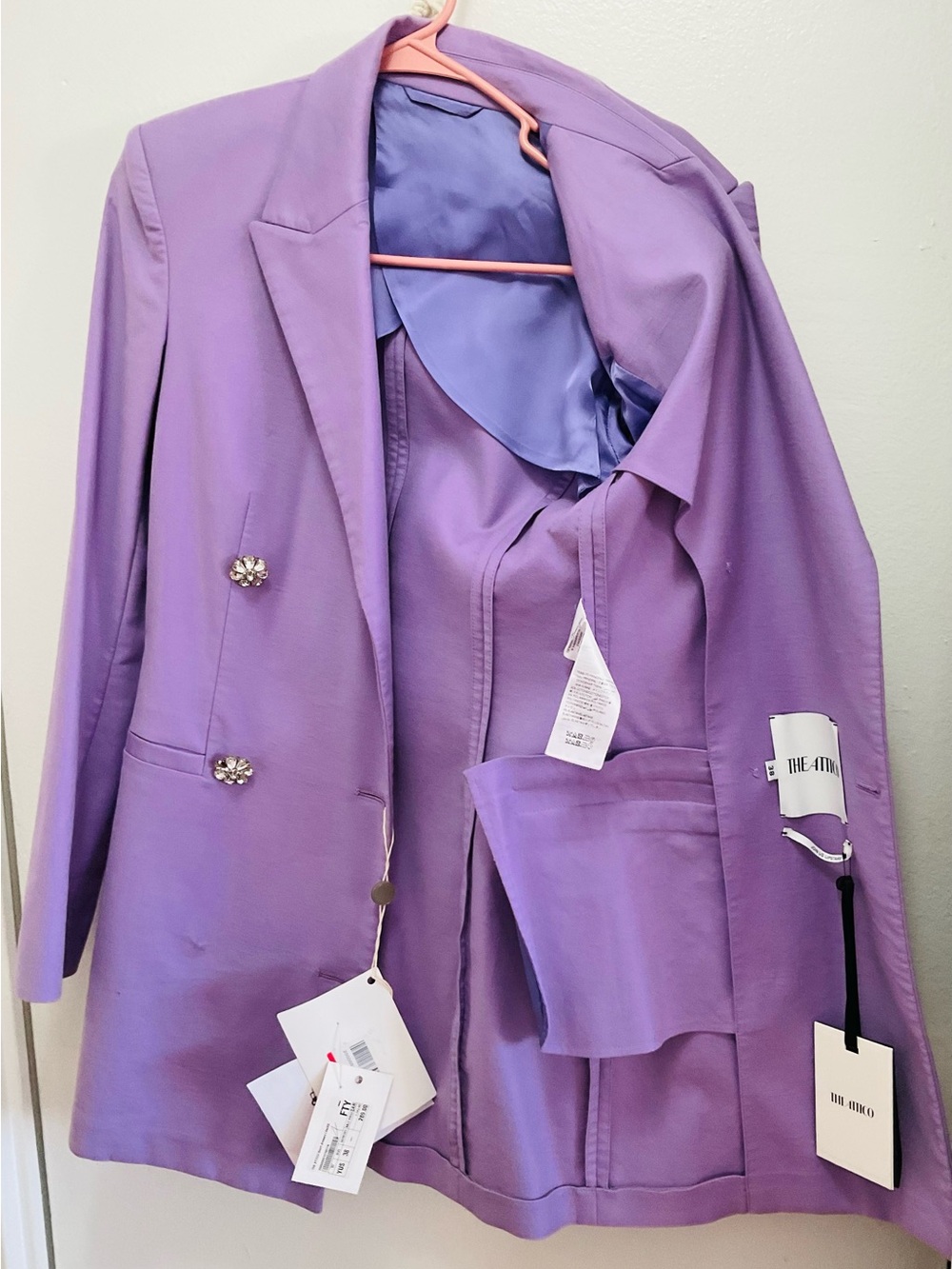 Purple Double-Breasted Women's Blazer Jacket - Picture 2 of 2